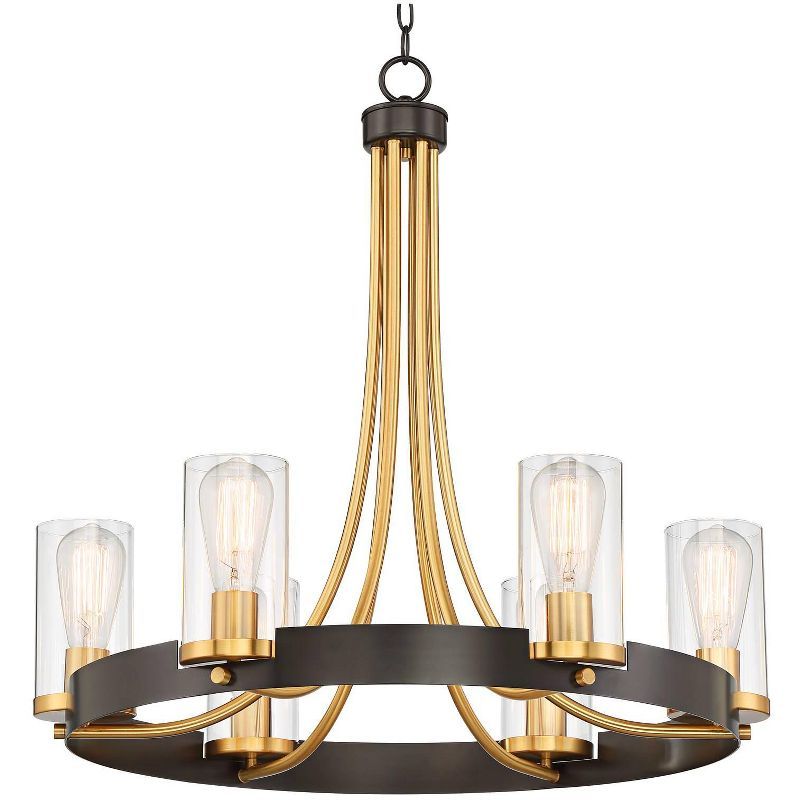 Stiffel Ferrers 26" Dark Bronze and Gold 6-Light Chandelier