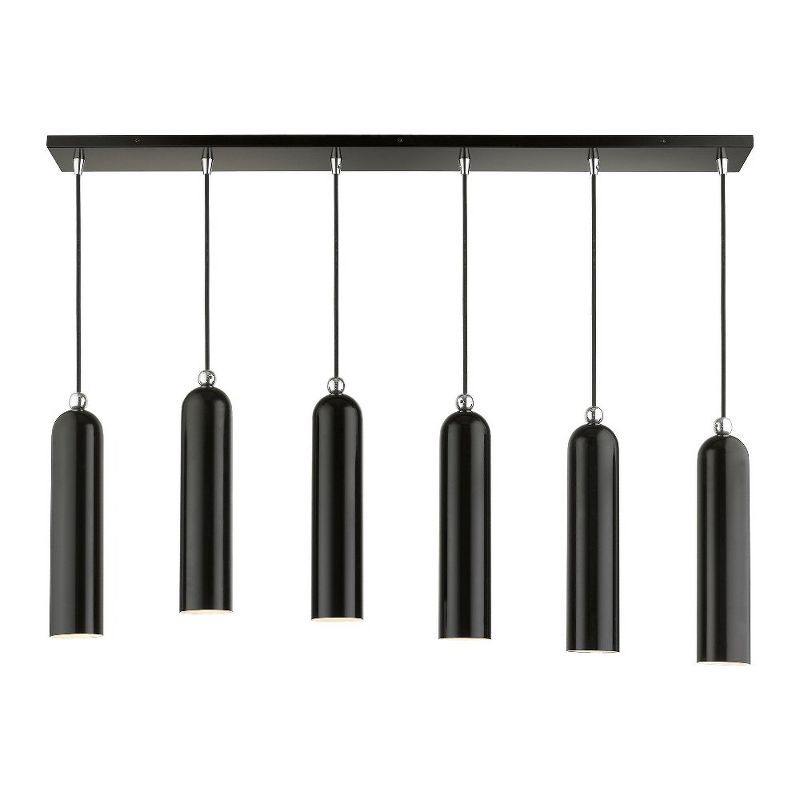 Ardmore 44" Shiny Black Glass and Chrome Linear Pendant Light