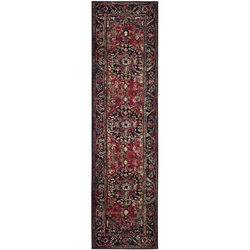 Elegant Floral Red Synthetic 2'3" x 16' Runner Rug