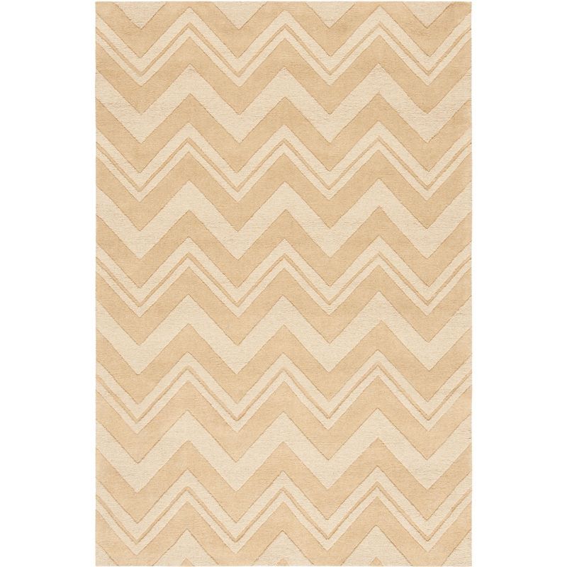 Handmade Dark Gold Wool Chevron Area Rug