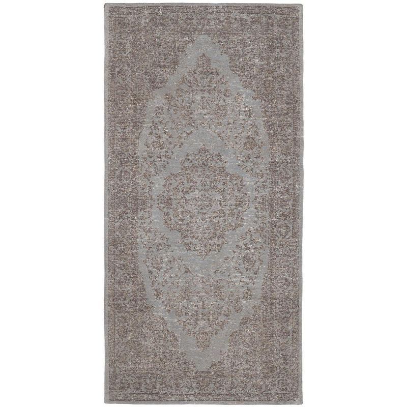 Gray Flat Woven Vintage Cotton Runner Rug