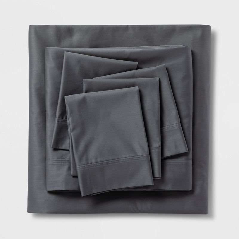 Full Gray Cotton 6-Piece Solid Sheet Set