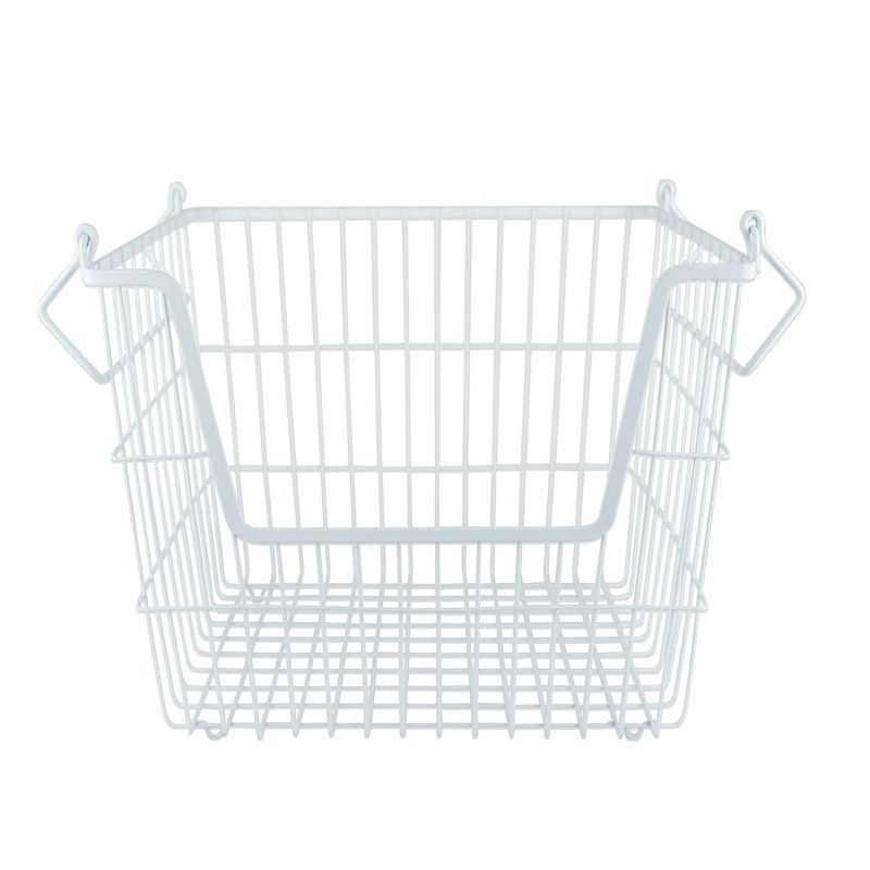 White Metal Rectangular Storage Basket
