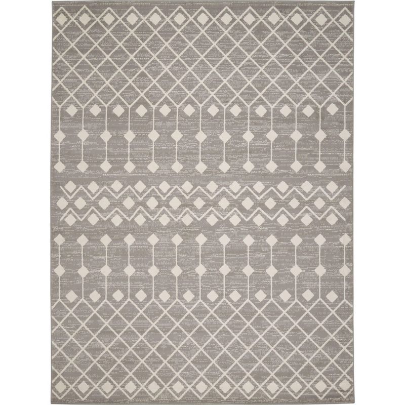 Moroccan Diamond Charcoal 7'10" x 9'10" Synthetic Area Rug