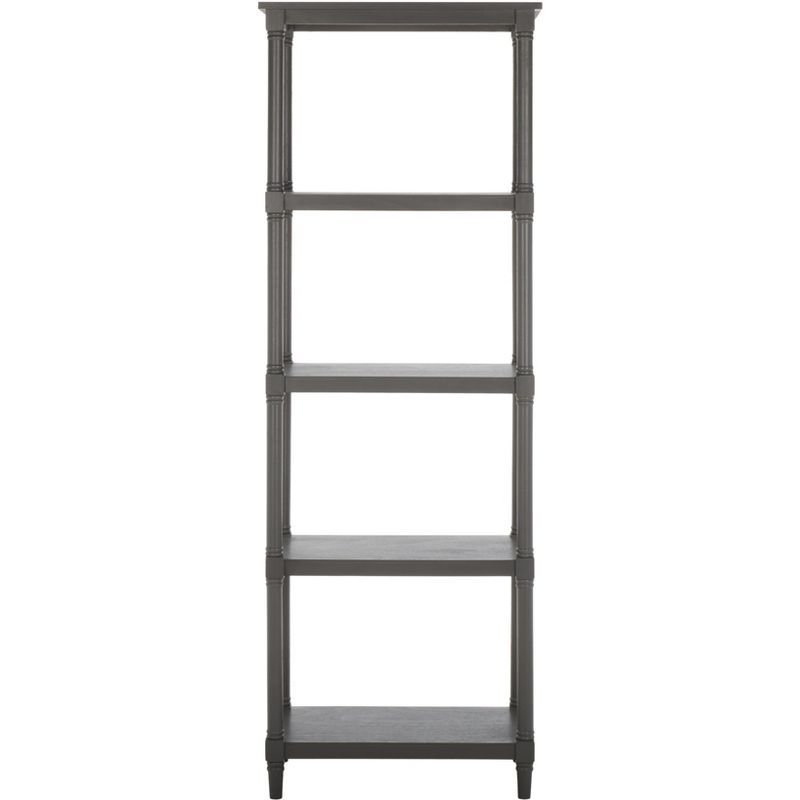 Transitional Gray Pine Wood 5-Tier Spindle Bookcase