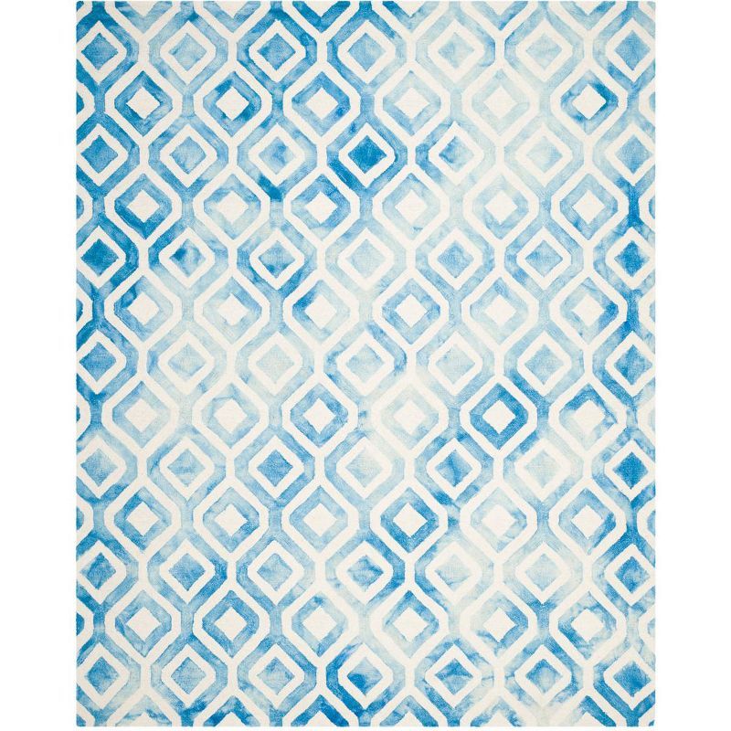 Ivory & Blue Watercolor Hand-Tufted Wool Area Rug - 9' x 12'