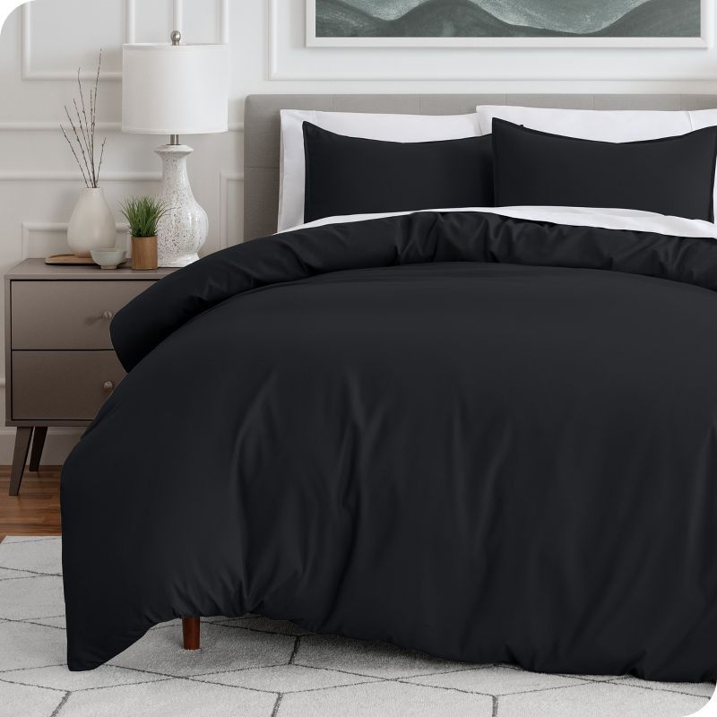 Full Black Ultra-Soft Microfiber Duvet Cover Set