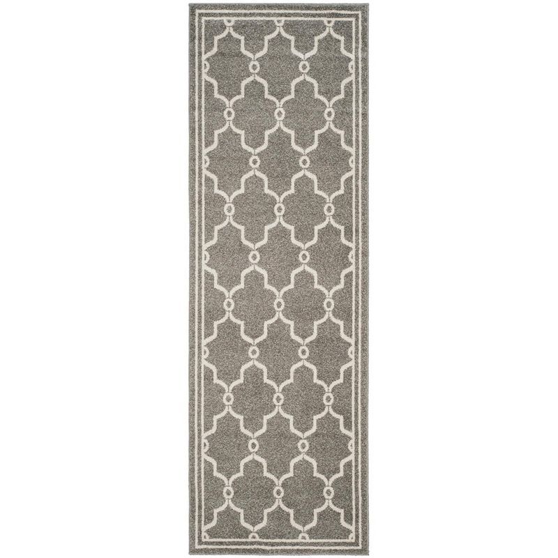 Gray Geometric Reversible Stain-Resistant Synthetic Area Rug