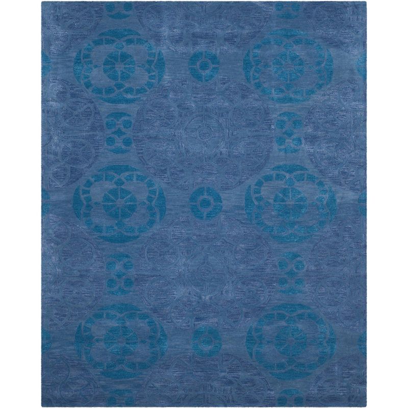 Blue Hand-Tufted Wool Medallion 8' x 10' Area Rug