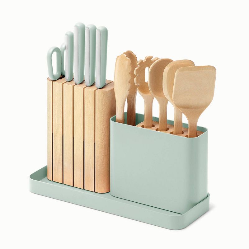 Mist 14-Piece Kitchen Knife and Utensil Prep Set with Organizer