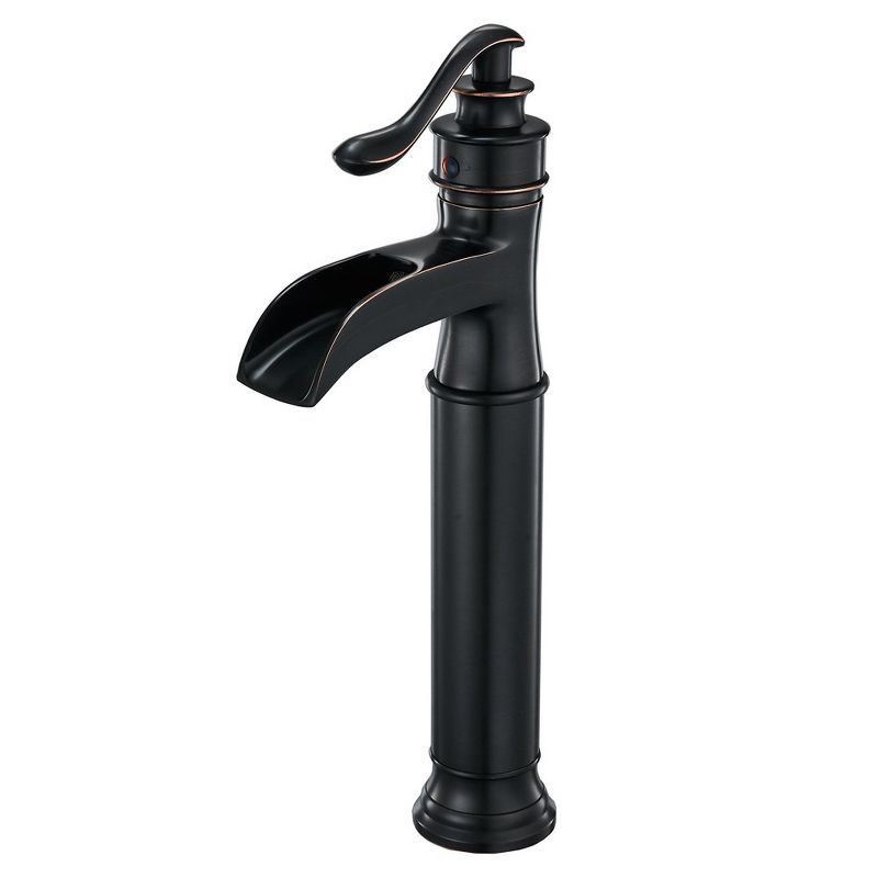 Oil-Rubbed Bronze Waterfall Vessel Sink Faucet with Lever Handle