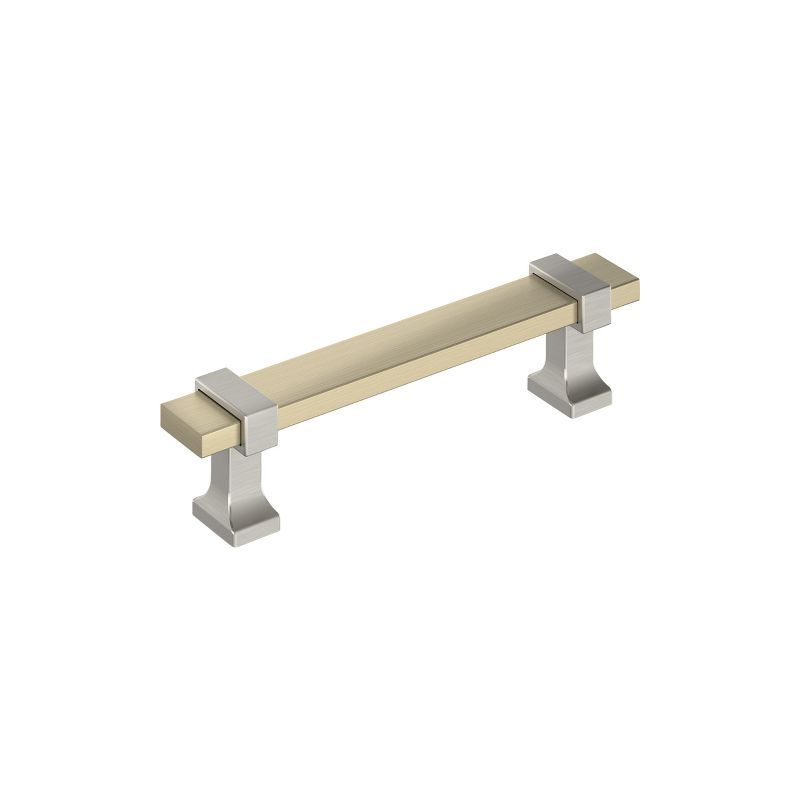 Overton Brushed Nickel and Gold Bar Pull with Mounting Hardware