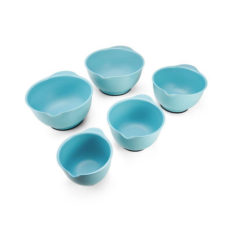 Aqua Sky Plastic Mixing Bowls Set with Non-Slip Base