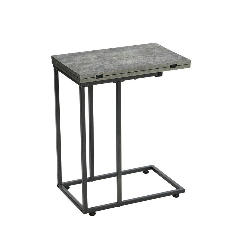 Jamestown Gray and Black Metal Extendable C-Shaped Side Table