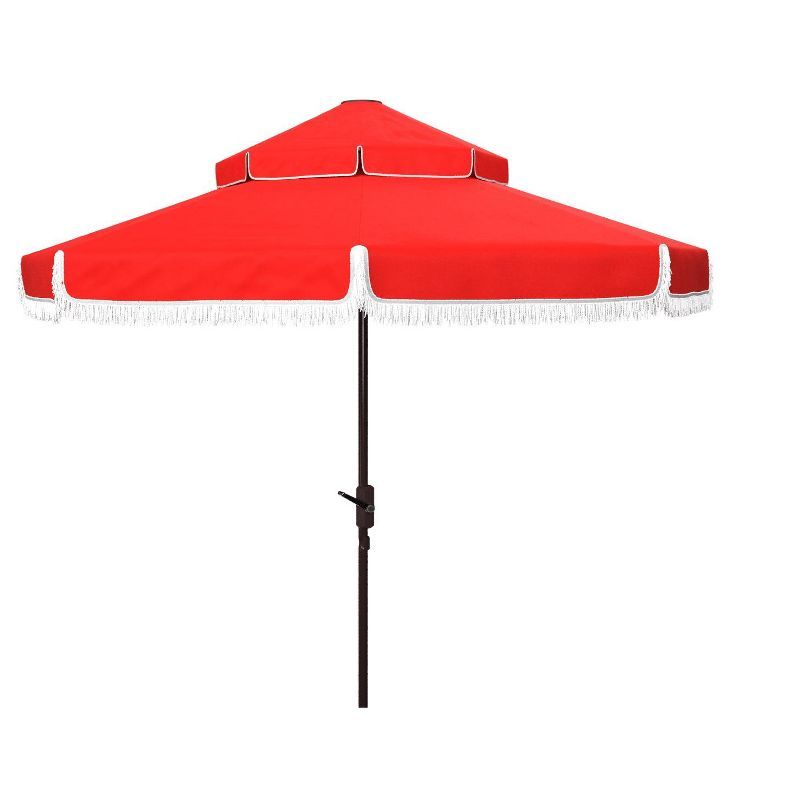 Milan Red 9Ft Double Top Crank Fringe Umbrella