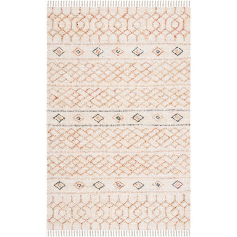 Ivory Geometric Handwoven Natural Fiber 5' x 8' Area Rug