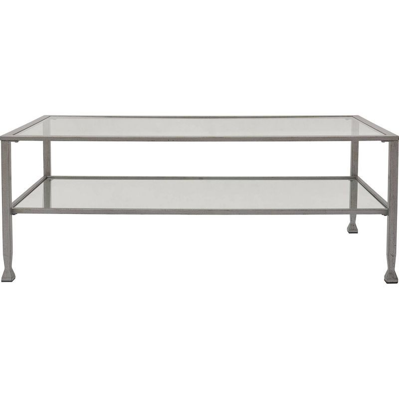 Maddox Rectangular Silver Glass and Metal Coffee Table