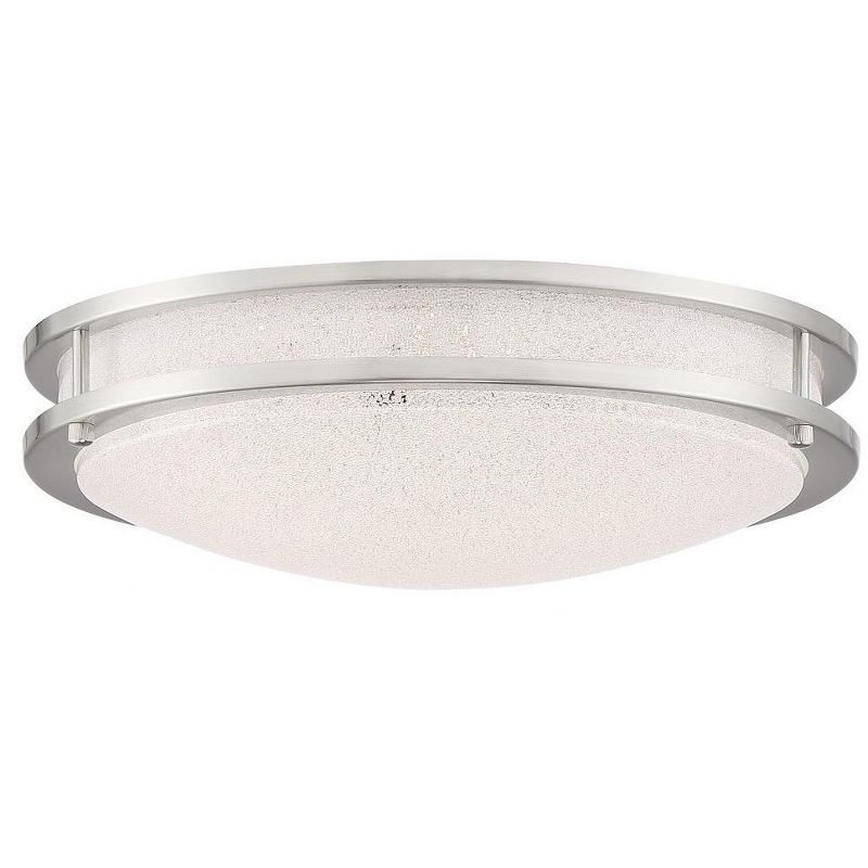 Brushed Steel 16" Glass LED Flush Mount Light