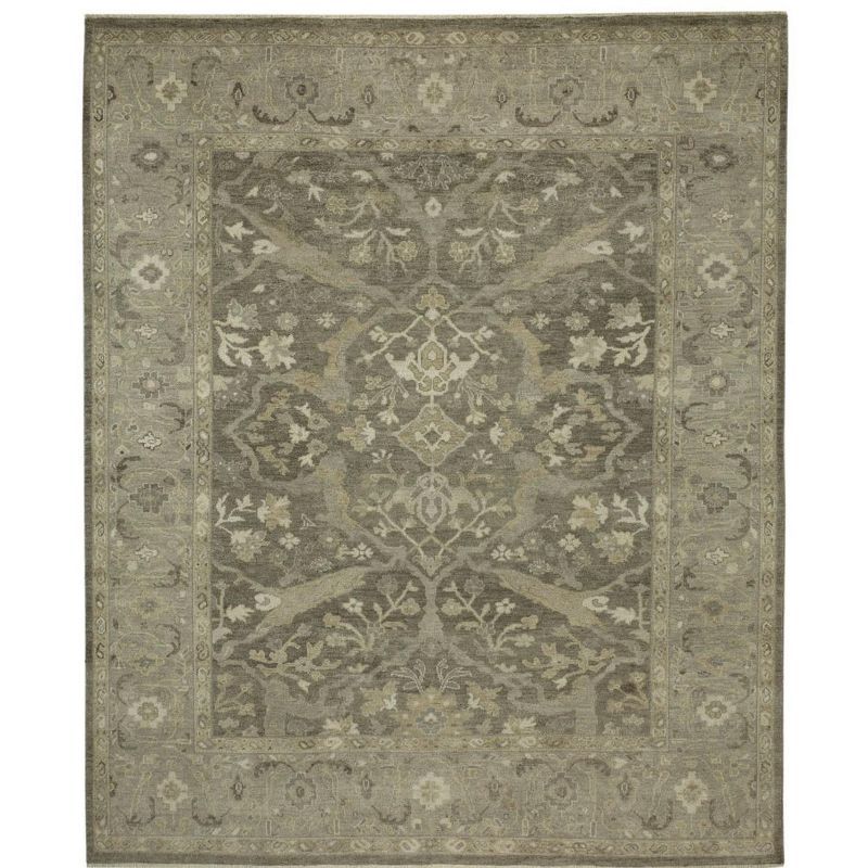 Gray Hand-Knotted Wool Rectangular Area Rug 10' x 14'