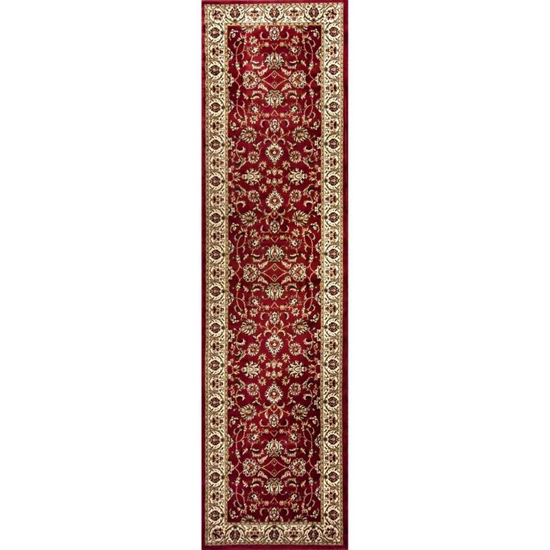 Sarouk Red Floral Oriental Runner Rug with Jute Backing