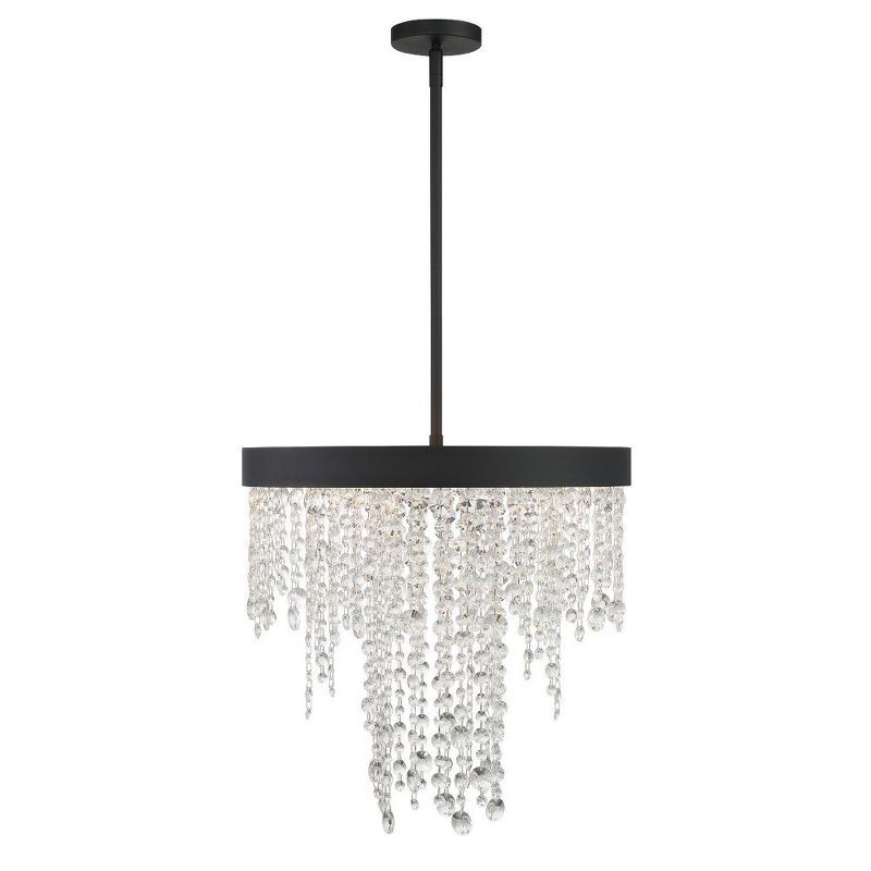 Mini Black Forged 5-Light Chandelier with Hand Cut Crystal