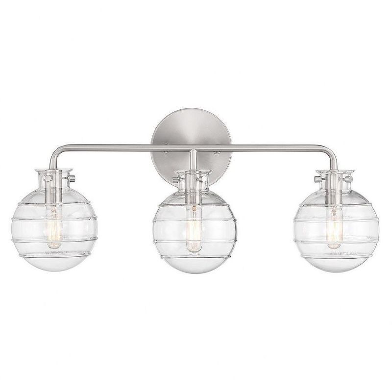 Mason 3-Light Satin Nickel Vanity Light with Clear Swirl Glass