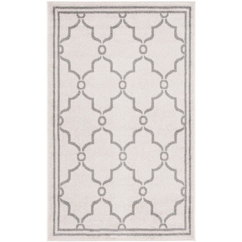 Ivory and Grey Geometric 3' x 5' Washable Area Rug