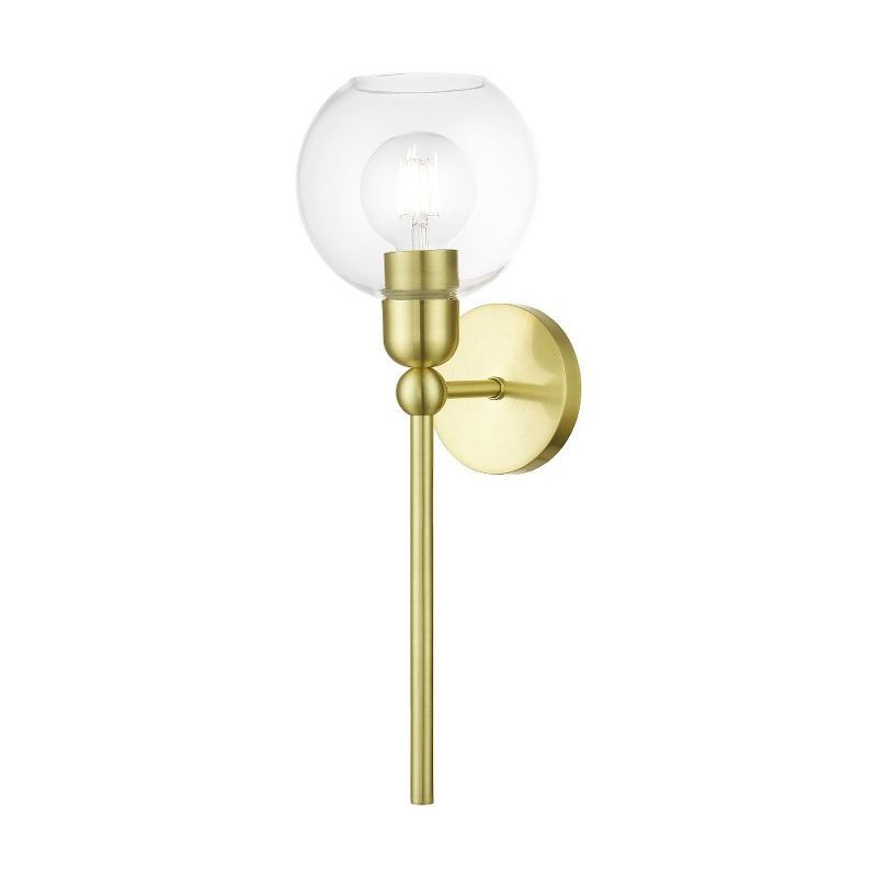 Satin Brass Downtown Sphere Glass 1-Light Sconce