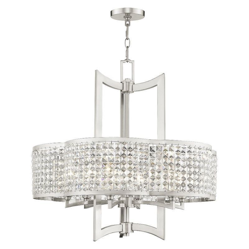 Elegant Brushed Nickel & Crystal 6-Light Chandelier