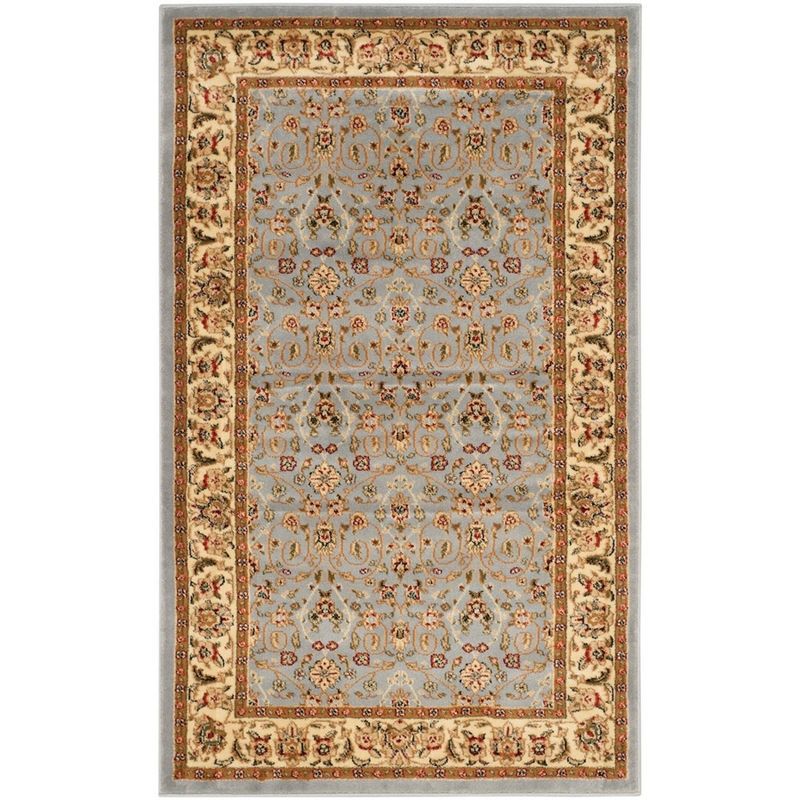 Lyndhurst Light Blue and Ivory Floral Rectangular Area Rug