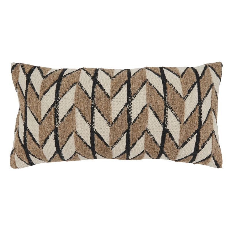 Natural Chevron Embroidered Cotton Decorative Pillow Cover