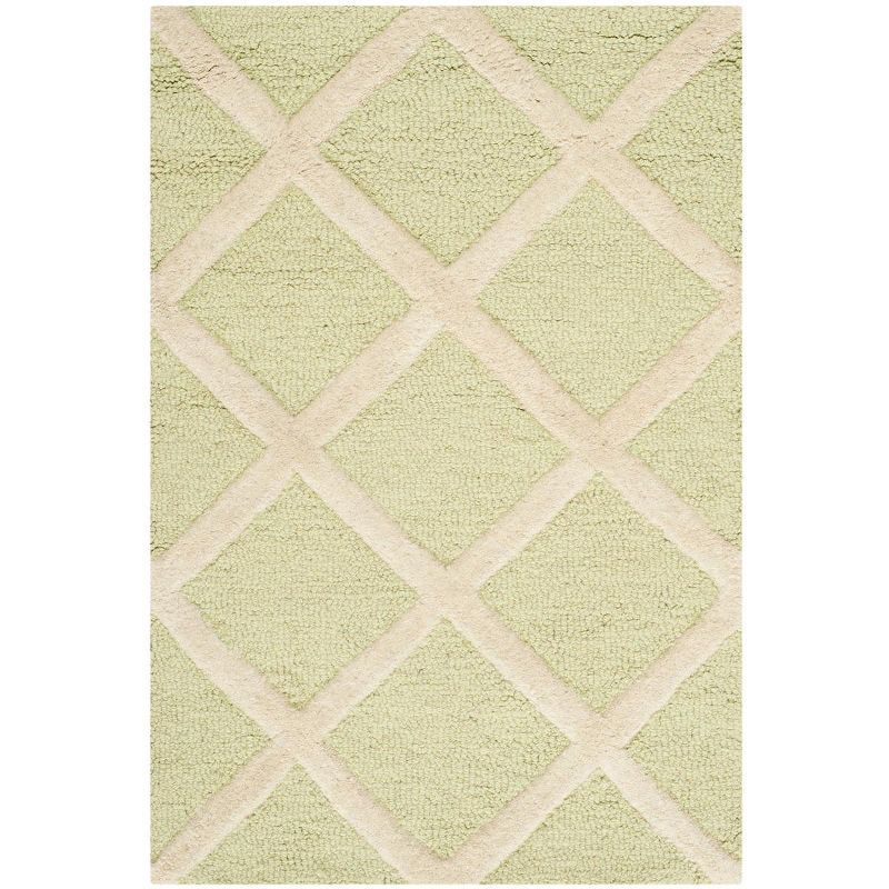 Elegant Light Green & Ivory Hand-Tufted Wool Accent Rug 24" Square