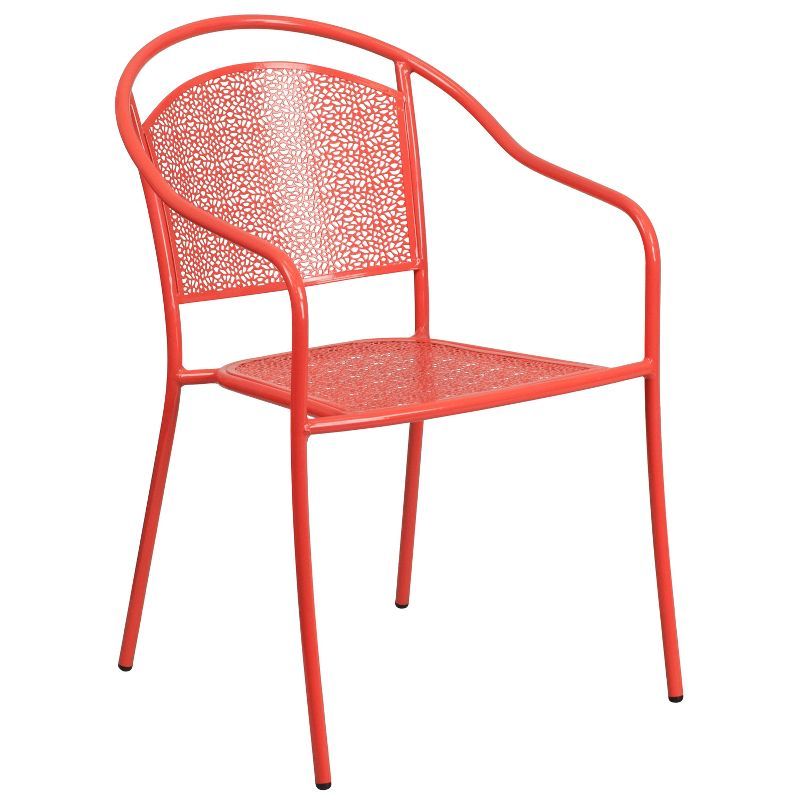 Coral Pink Metal Rain Flower Design Arm Chair