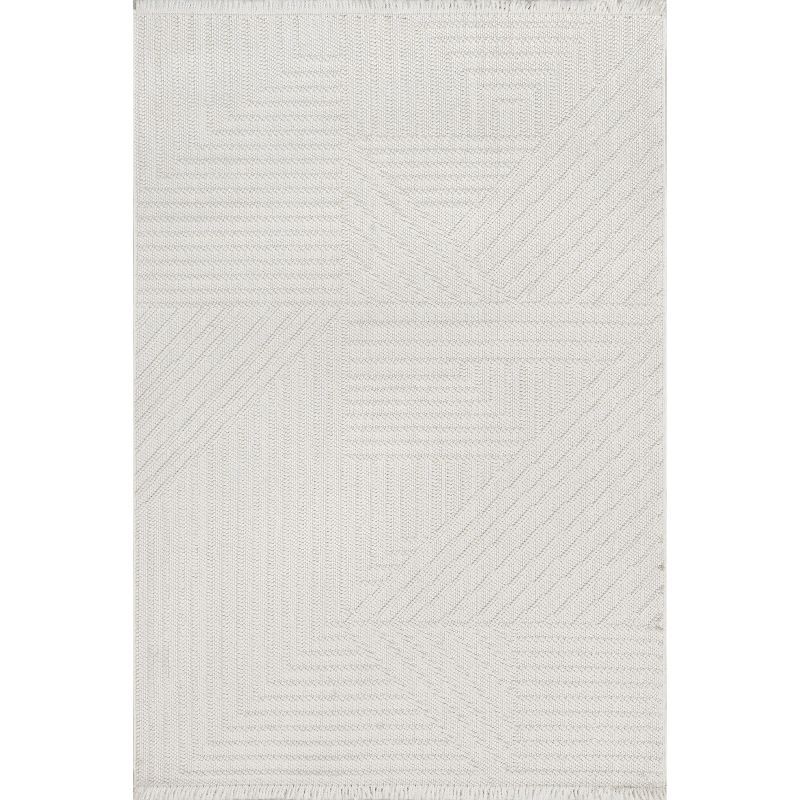 Makena Off-White Geometric High-Low 3' x 5' Area Rug