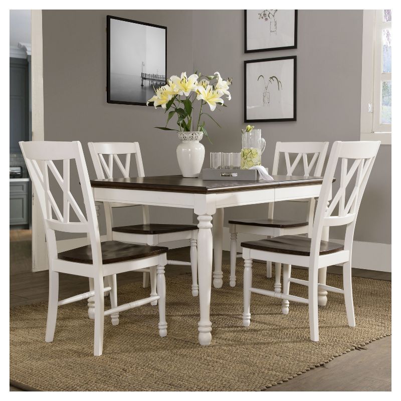 Shelby 5-Piece White and Dark Brown Dining Set