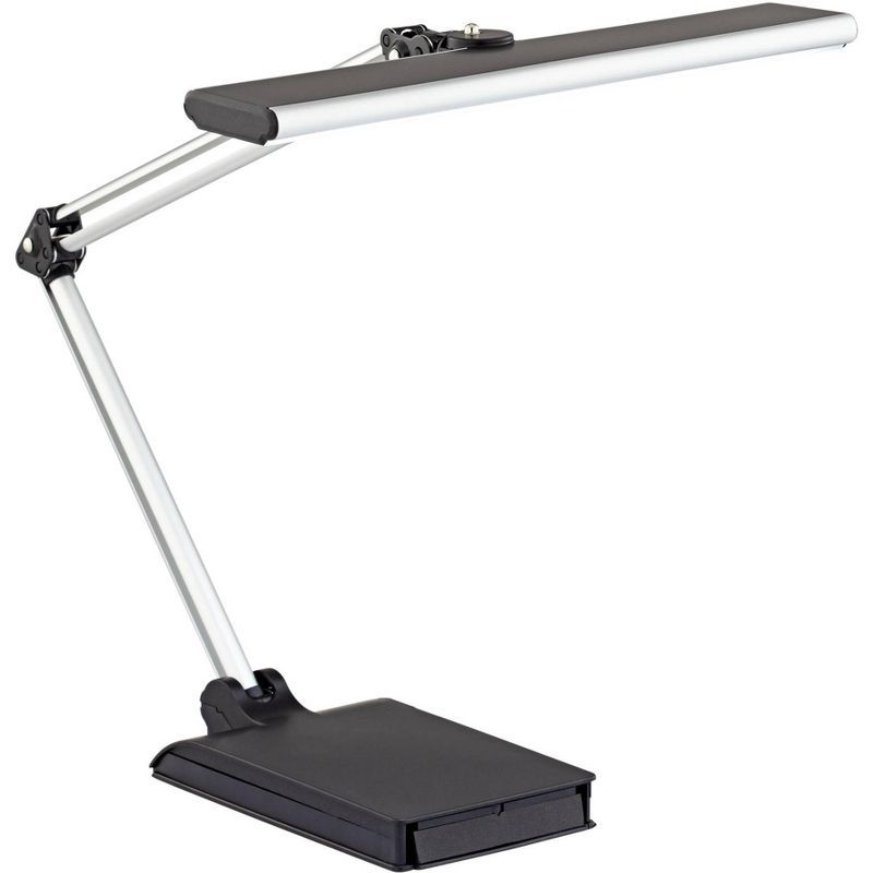 Adjustable Silver and Black Modern Desk Lamp with USB Port