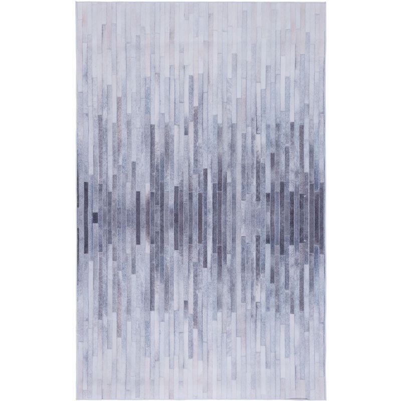 Gray Faux Fur Rectangular Washable Area Rug