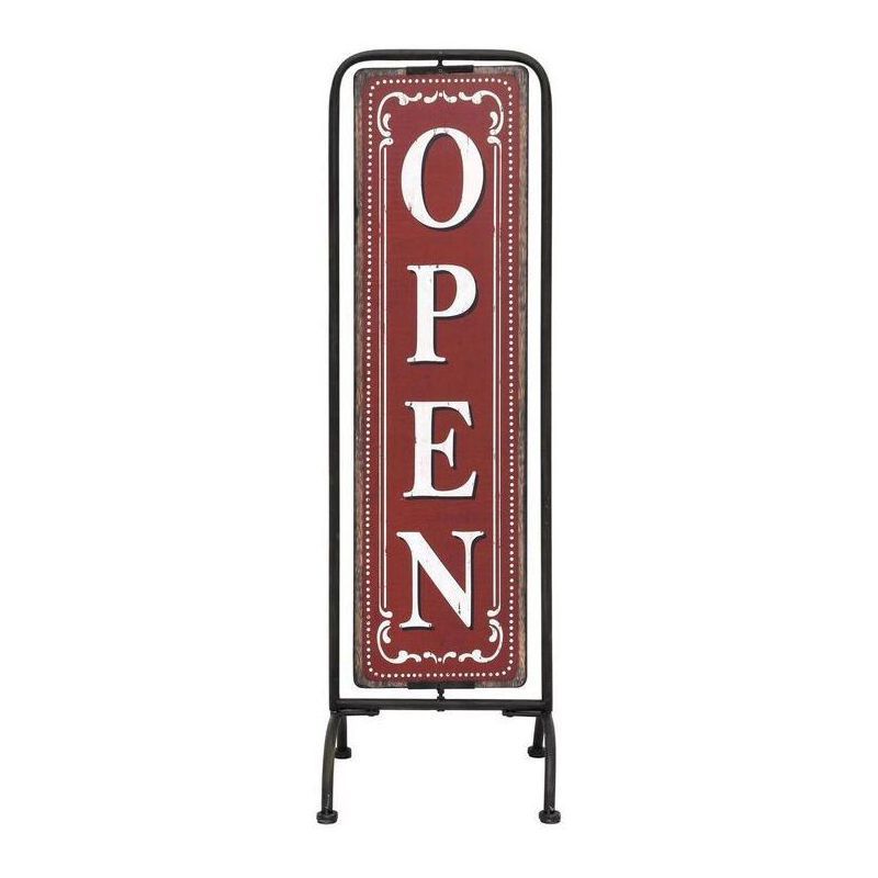 Red and White Metal Framed Open/Closed Sign