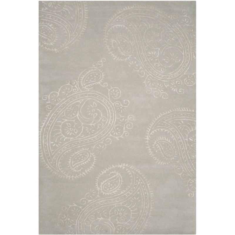 Ivory Rectangular 6' x 9' Hand-Tufted Wool and Viscose Rug