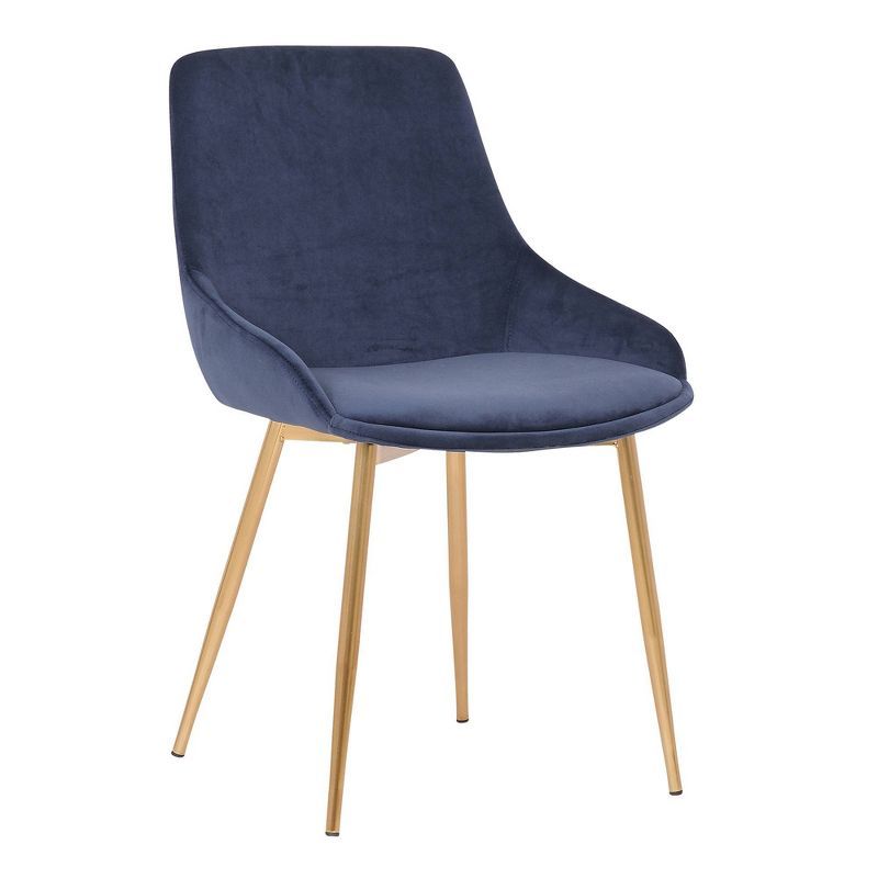 Heidi Blue Velvet Dining Chair with Gold Legs