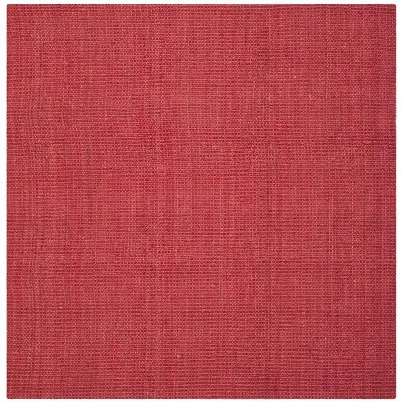 Red Handwoven Jute Square Area Rug, 4' x 4'