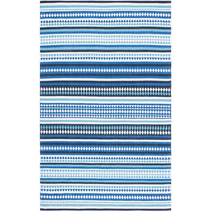 Coastal Breeze Handwoven Cotton Ikat Blue 4' x 6' Area Rug
