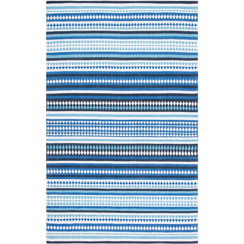 Coastal Breeze Blue Cotton Flat Woven Handmade Rug - 5' x 8'