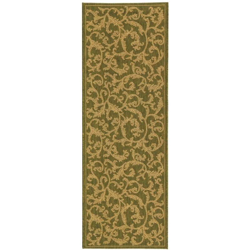 Olive & Natural Easy-Care Synthetic Runner Rug - 2'3" x 6'7"