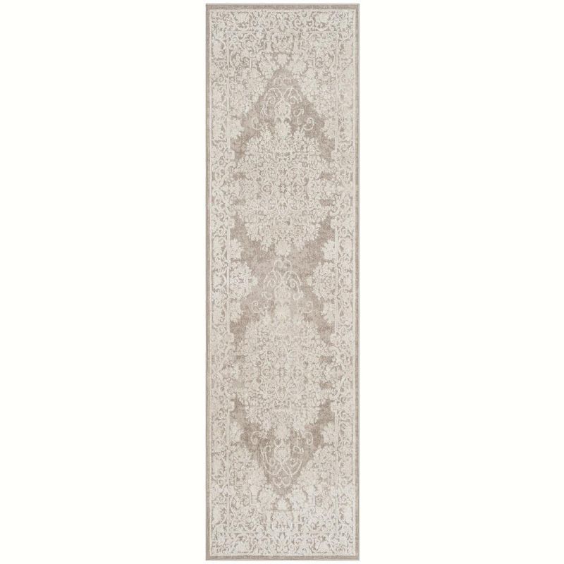 Beige Cream 96" Synthetic Easy Care Runner Rug