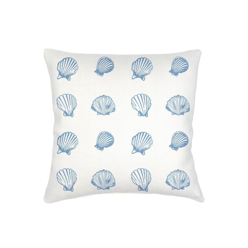 Blue Shell Printed Linen Euro Pillow with Down Alternative Insert