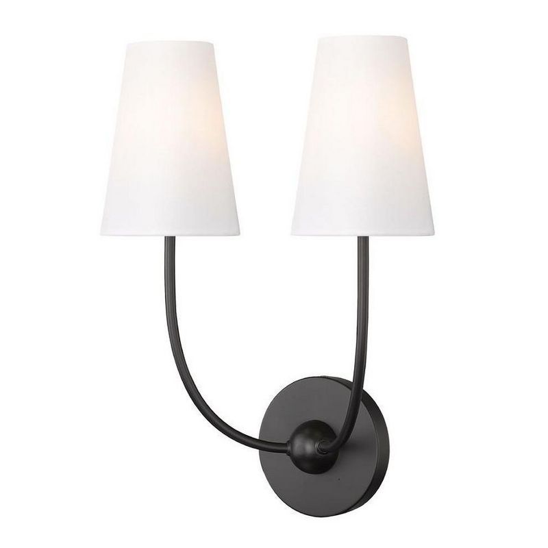 Matte Black and White 2-Light Wall Sconce