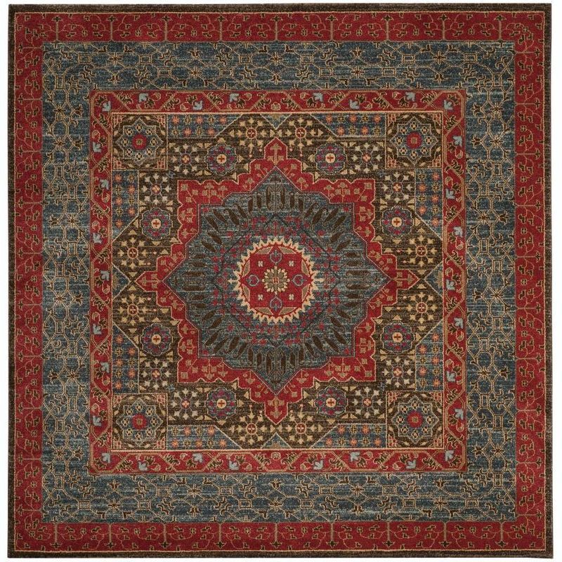 Regal Elegance 59'' Red Square Easy-Care Synthetic Area Rug