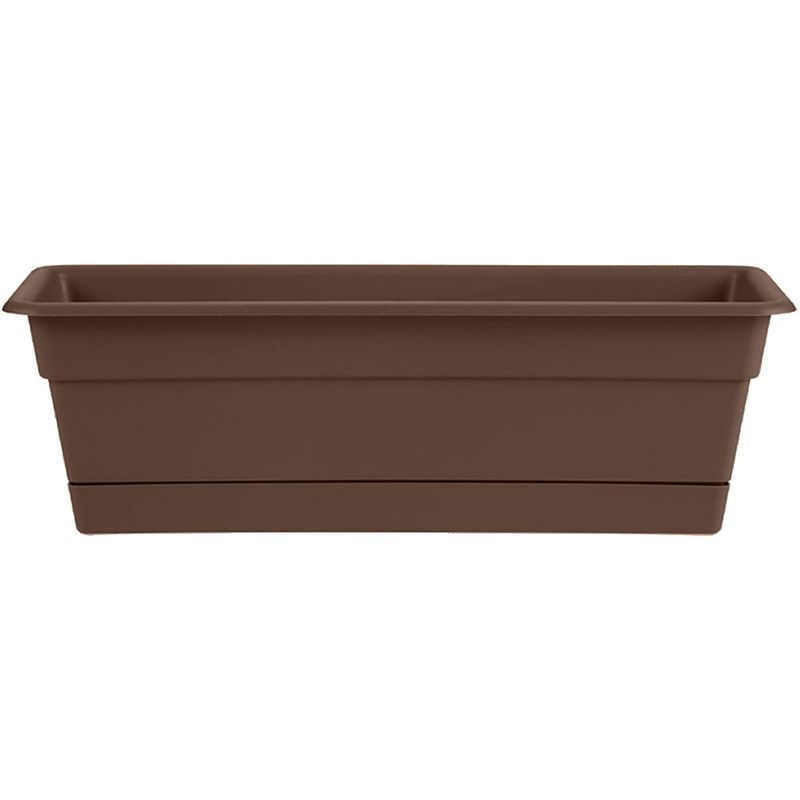 Chocolate Resin Self-Watering 30" Window Box with Saucer