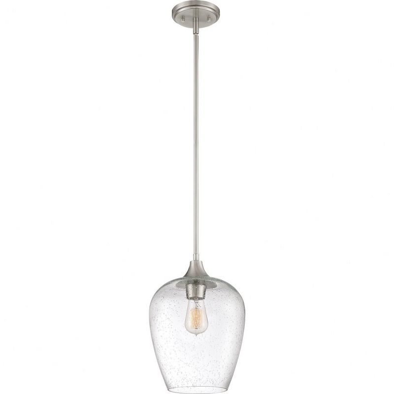 Transitional Seeded Glass Mini Pendant with Brushed Nickel Finish